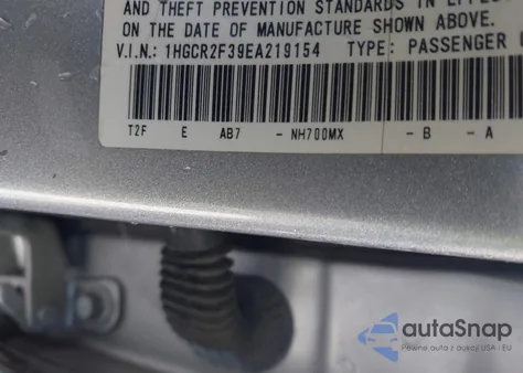 2014 Honda Accord Lx from USA, damaged, VIN 1HGCR2F39EA219154